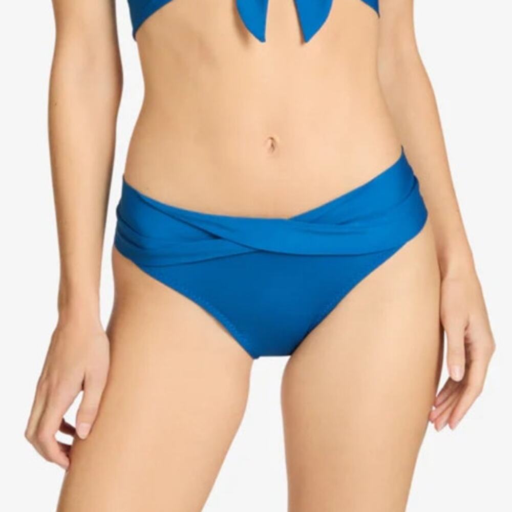 NWOT Robin Piccone Lapis Blue Ava Twist Mid Rise Bikini Bottom Size Medium